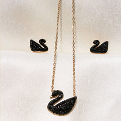 Korean Black sawan minimal necklace with earings