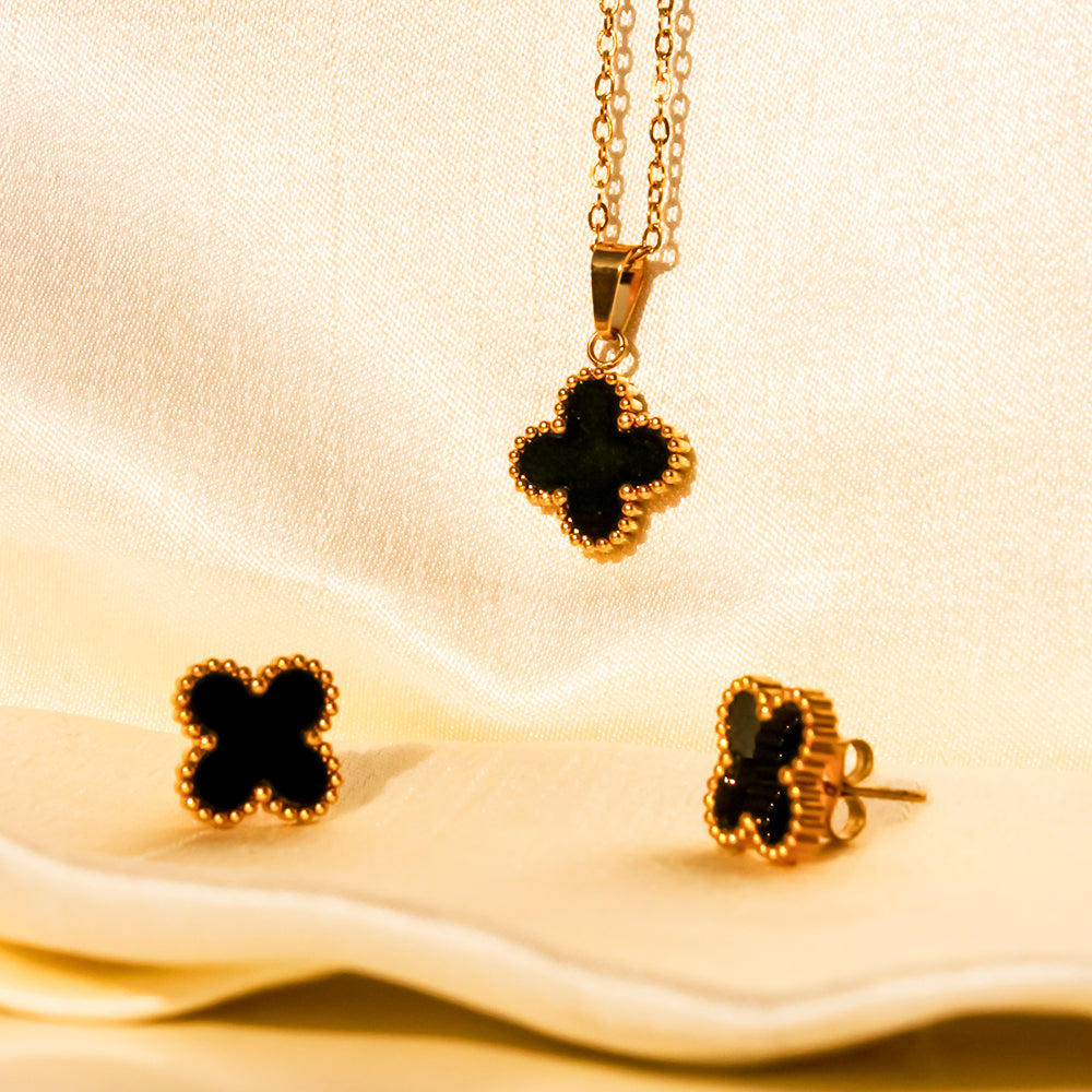 Opal Blossom Black necklaces with earings