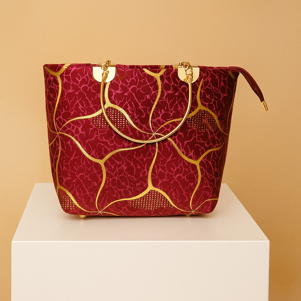 Luxe Velvet Maroon HandBag