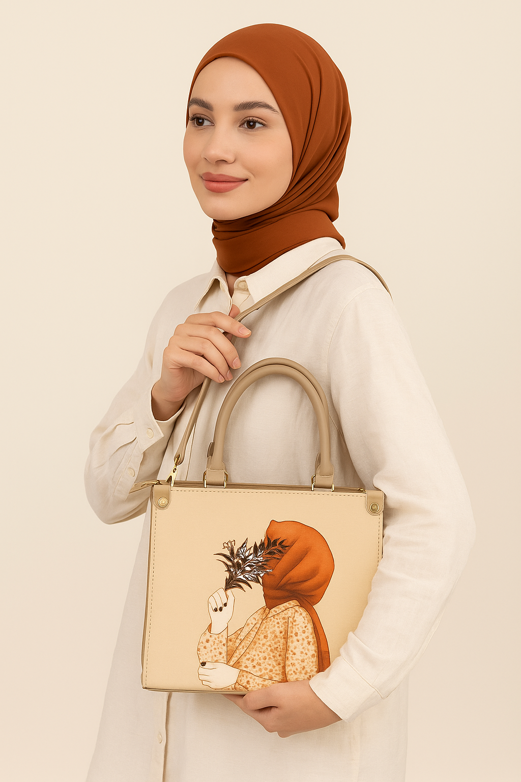 Light Beige Canvas Dual Bag